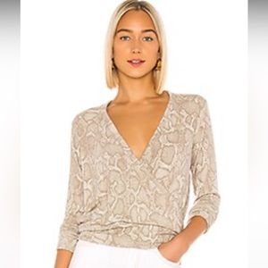 Sundry Clothing Long-Sleeved V-Neck Faux Wrap Sweater